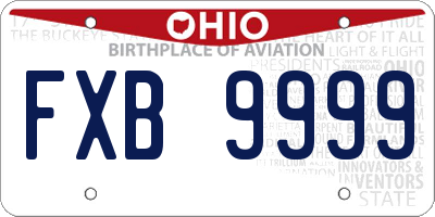 OH license plate FXB9999