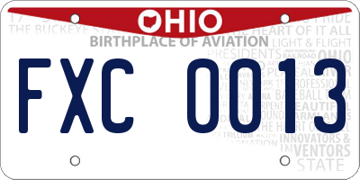OH license plate FXC0013