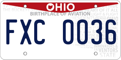 OH license plate FXC0036