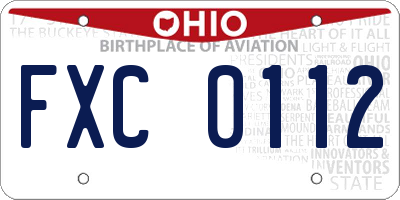 OH license plate FXC0112