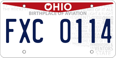 OH license plate FXC0114