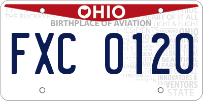 OH license plate FXC0120