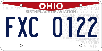 OH license plate FXC0122