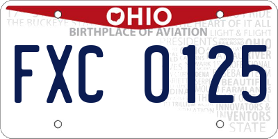 OH license plate FXC0125
