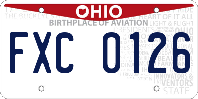 OH license plate FXC0126