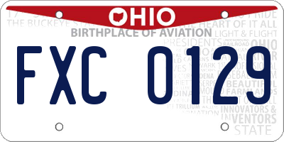 OH license plate FXC0129