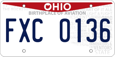 OH license plate FXC0136