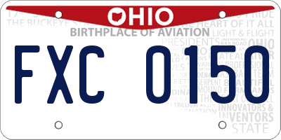 OH license plate FXC0150