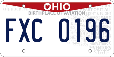 OH license plate FXC0196
