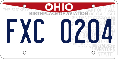 OH license plate FXC0204