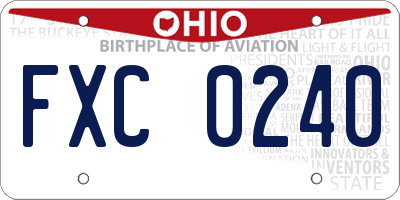 OH license plate FXC0240