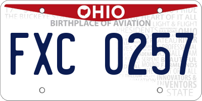 OH license plate FXC0257
