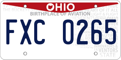 OH license plate FXC0265