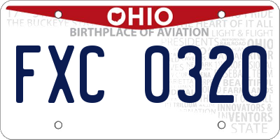 OH license plate FXC0320
