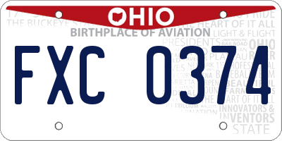 OH license plate FXC0374