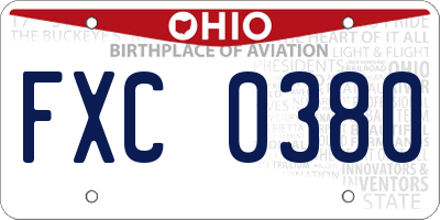 OH license plate FXC0380