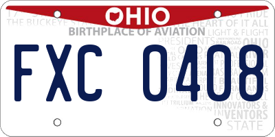 OH license plate FXC0408