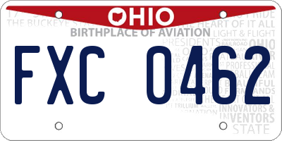 OH license plate FXC0462