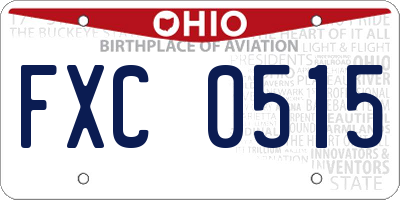 OH license plate FXC0515