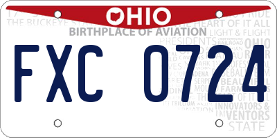 OH license plate FXC0724