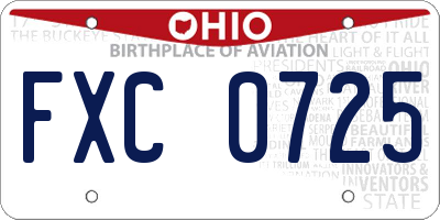 OH license plate FXC0725