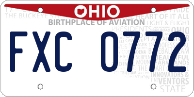 OH license plate FXC0772