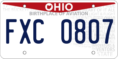 OH license plate FXC0807