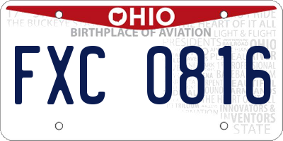 OH license plate FXC0816