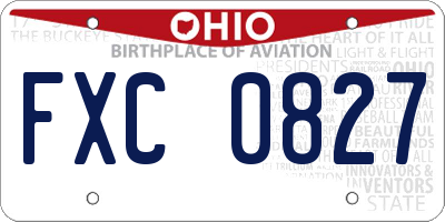 OH license plate FXC0827