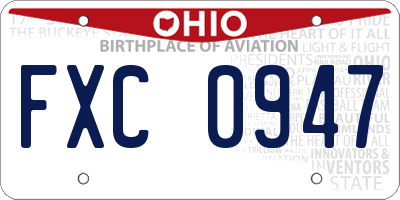 OH license plate FXC0947