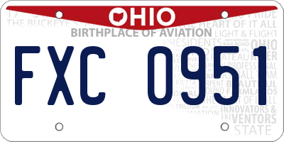 OH license plate FXC0951