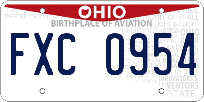 OH license plate FXC0954