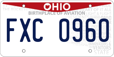 OH license plate FXC0960