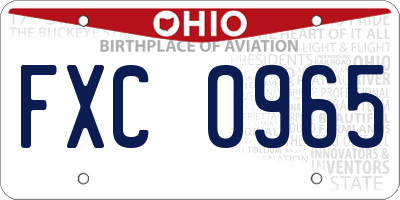 OH license plate FXC0965