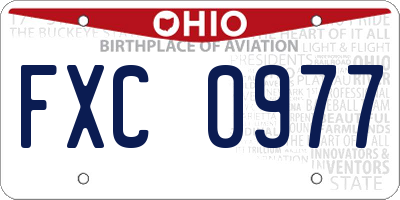 OH license plate FXC0977