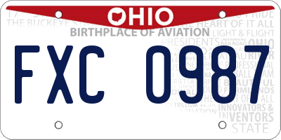 OH license plate FXC0987
