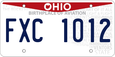 OH license plate FXC1012