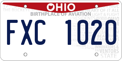 OH license plate FXC1020