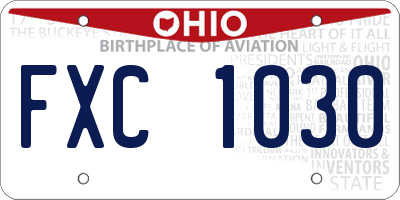 OH license plate FXC1030