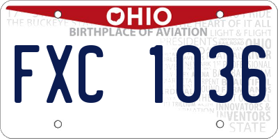 OH license plate FXC1036