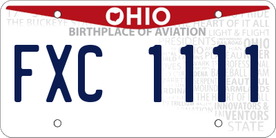 OH license plate FXC1111