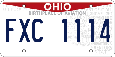 OH license plate FXC1114