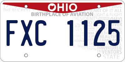OH license plate FXC1125
