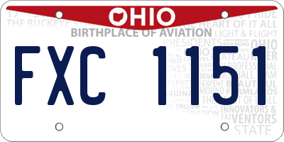 OH license plate FXC1151