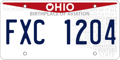 OH license plate FXC1204