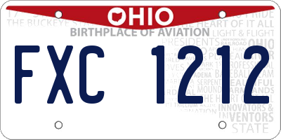OH license plate FXC1212