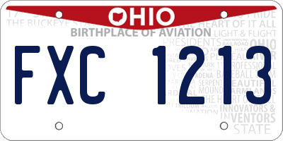 OH license plate FXC1213