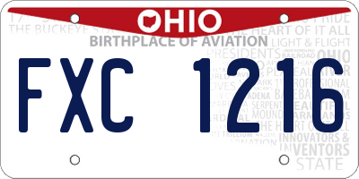 OH license plate FXC1216