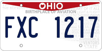 OH license plate FXC1217