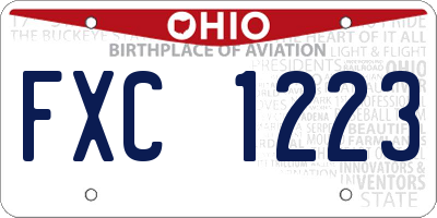 OH license plate FXC1223